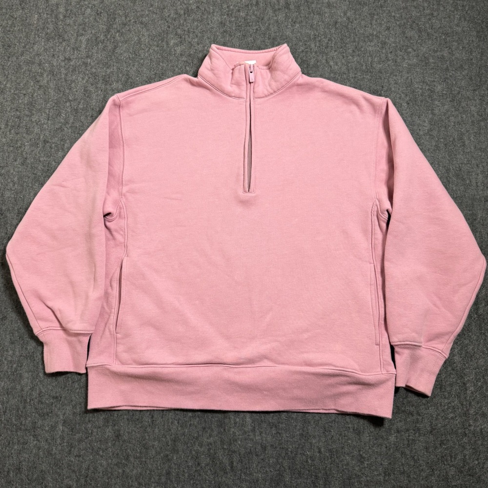 Aritzia Tna Sweatfleece Cozy Fleece Boyfriend 1/4 Zip Pink Sweatshirt XS